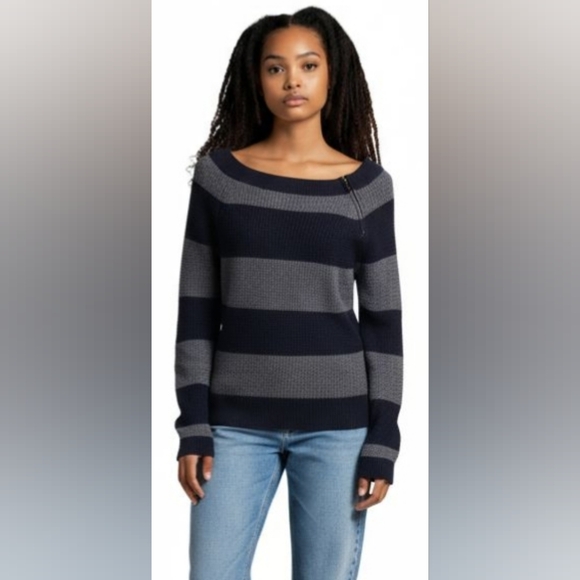 CHAPS Black & Grey Striped Sweater - Picture 1 of 11